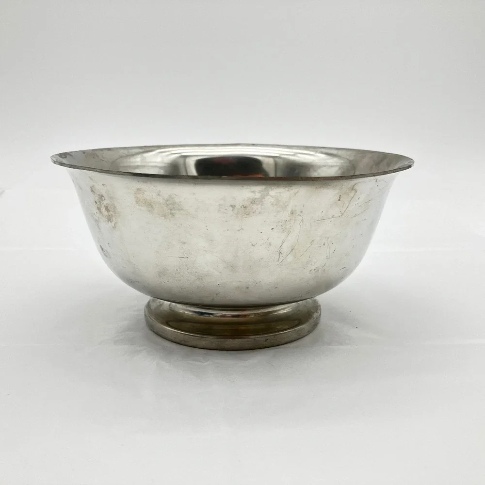 Stieff Silverplate Bowl Revere Reproduction P41-15 7in Silver Footed Vintage